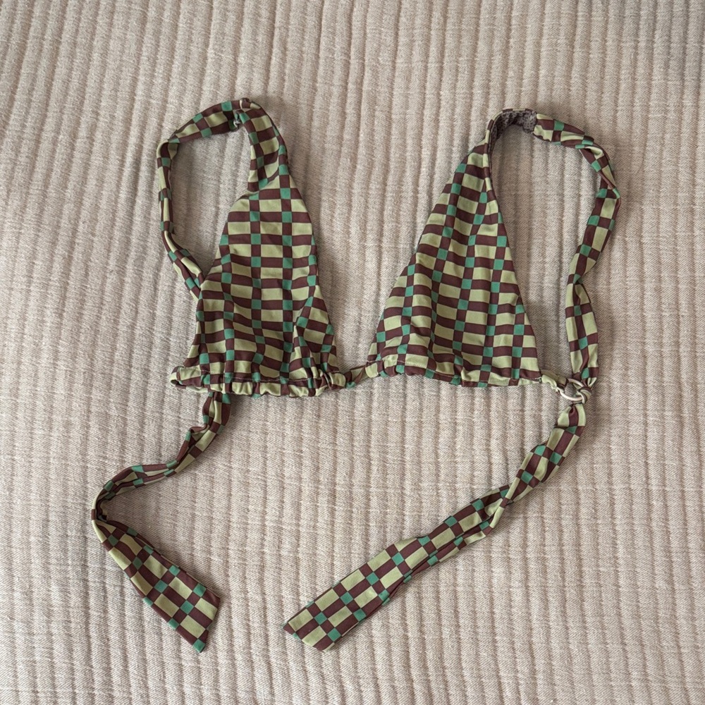 EUC Acacia Checkered Triangle Bikini Top